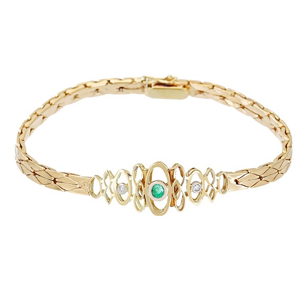 Armband, 14K, Gelbgold, Smaragd, Diamanten Detailbild #1