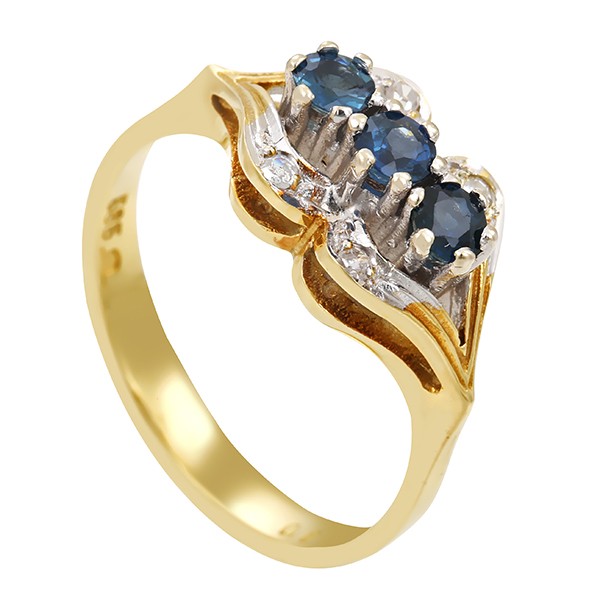 Ring, 14K, Gelb-/Weißgold, Saphire, Diamanten Detailbild #1