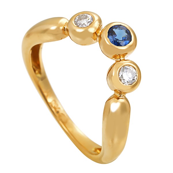 Ring, 18K, Gelbgold, Brillanten, Saphir Detailbild #1