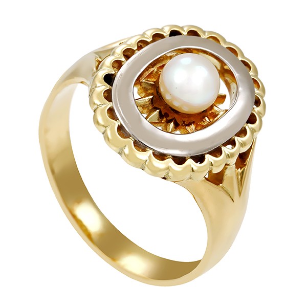 Ring, 14K, Gelb-/Weißgold, Perle Detailbild #1
