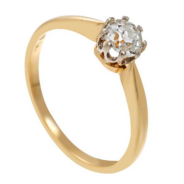 Diamantring, 14K, Gelb-/Weißgold, Diamant Altschliff 0,60 ct Detailbild #1