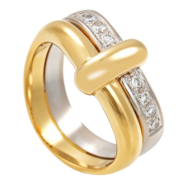 Ring, 18K, Gelbgold, Weißgold, Brillanten Detailbild #1