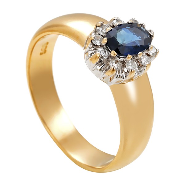 Ring, 14K, Gelb-/Weißgold, Saphir, Brillanten Detailbild #1