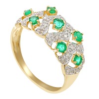 Ring, 14K, Gelb-/Weißgold, Smaragde, Diamanten Detailbild #1