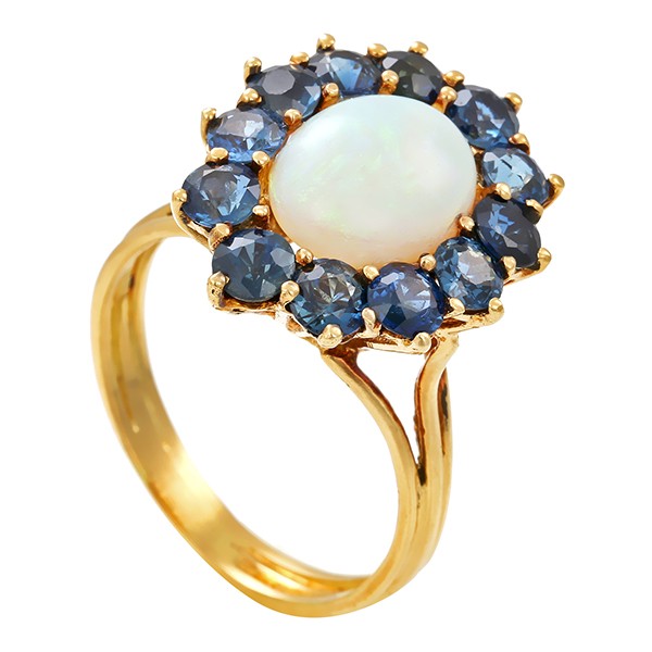 Ring, 18K, Gelbgold, Opal, Saphir Detailbild #1