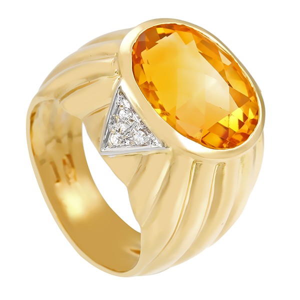 Ring, 18K, Gelb,- Weißgold, Citrin, Diamanten 0,06ct Detailbild #1