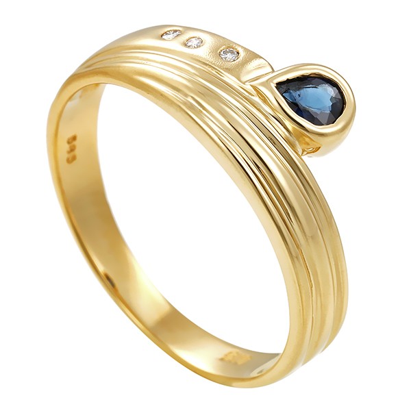Ring, 14K, Gelbgold, Saphir, Brillanten Detailbild #1
