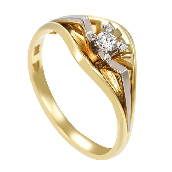 Ring, 14K, Gelb/Weißgold, Brillant Detailbild #1