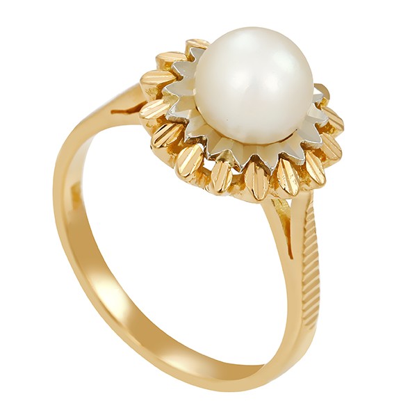 Ring, 18K, Gelb-/Weißgold, Perle Detailbild #1