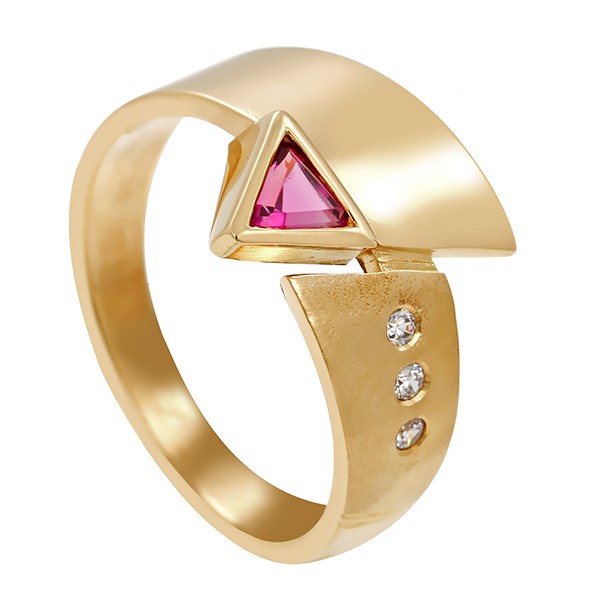 Ring, 14K, Gelbgold, Amethyst, Brillanten Detailbild #1