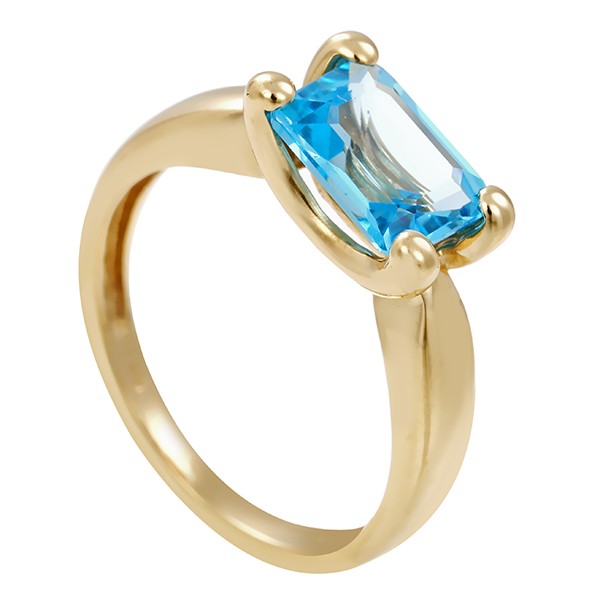 Ring, 14K, Gelbgold, Topas blau Detailbild #1