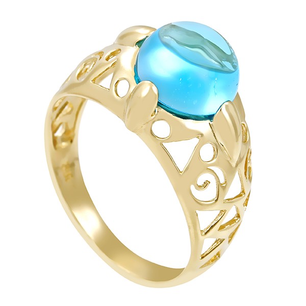 Ring, 14k, Gelbgold, Topas blau Detailbild #1