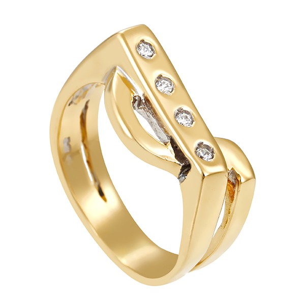 Ring, 18K, Gelbgold, Weißgold, Zirkonia Detailbild #1