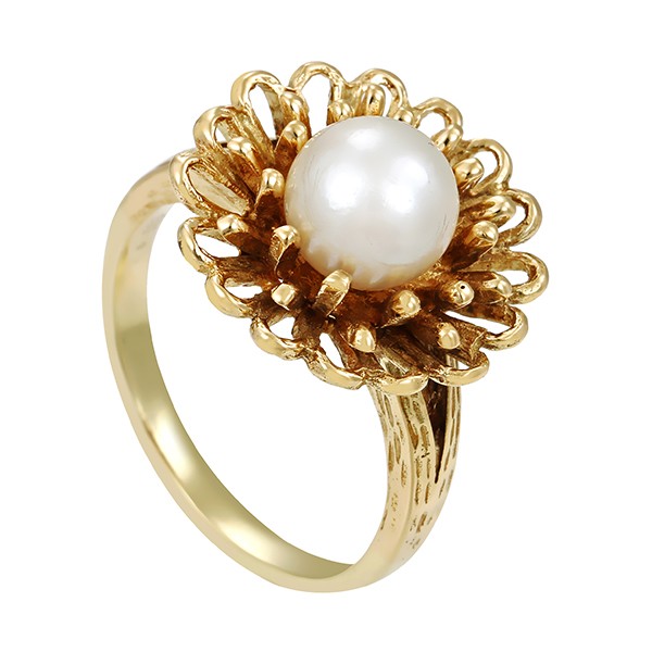 Ring, 14K, Gelbgold, Perle Detailbild #1