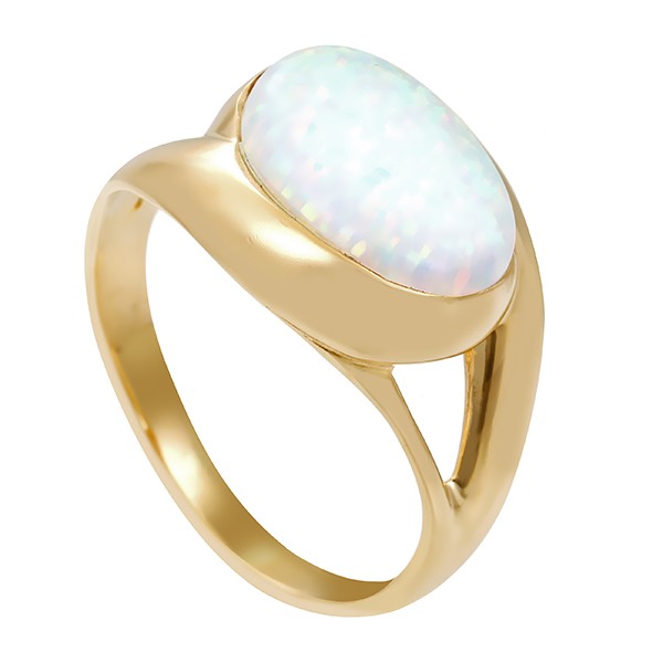 Ring, 14K, Gelbgold, synth. Opal Detailbild #1