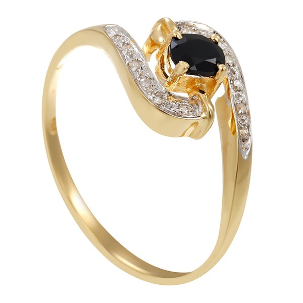 Ring, 14K, Gelb-/Weißgold, beh. Saphir, Diamanten Detailbild #1