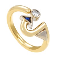 Ring, 14K, Gelb-/Weißgold, Saphir, Brillant Detailbild #1