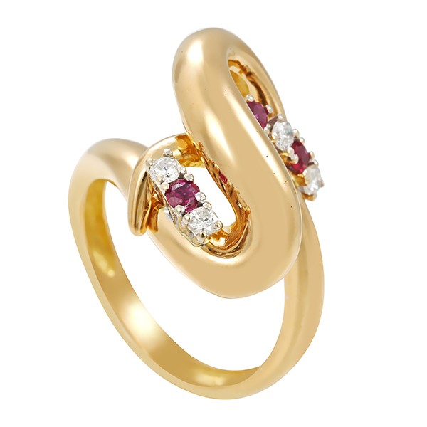 Ring, 18K, Gelb-/Weißgold, Rubine, Brillanten Detailbild #1