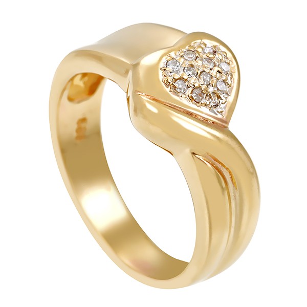 Diamantring, 14K, Gelbgold, Diamanten, Herz Detailbild #1