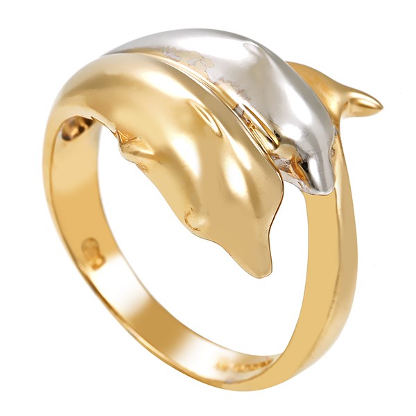 Ring, 14K, Gelbgold, Weißgold, Delphine Detailbild #1