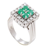 Ring, 14K, Weißgold, Smaragd, Brillant Detailbild #1