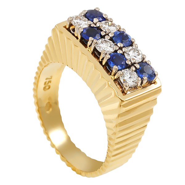 Ring, 18K, Gelbgold, Saphire, Brillanten Detailbild #1