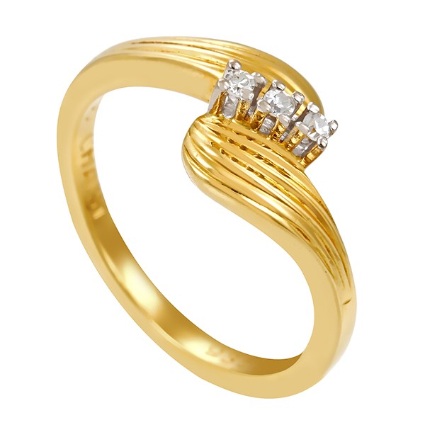Damenring, 18K, Gelbgold, Weißgold, Diamanten Detailbild #1