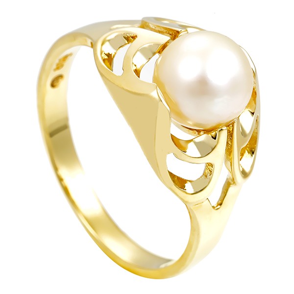 Ring, 14K, Gelbgold, Perle Detailbild #1