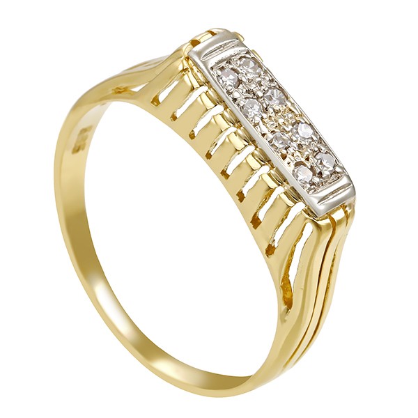 Damenring, 14K, Gelbgold, Weißgold, Diamanten Detailbild #1