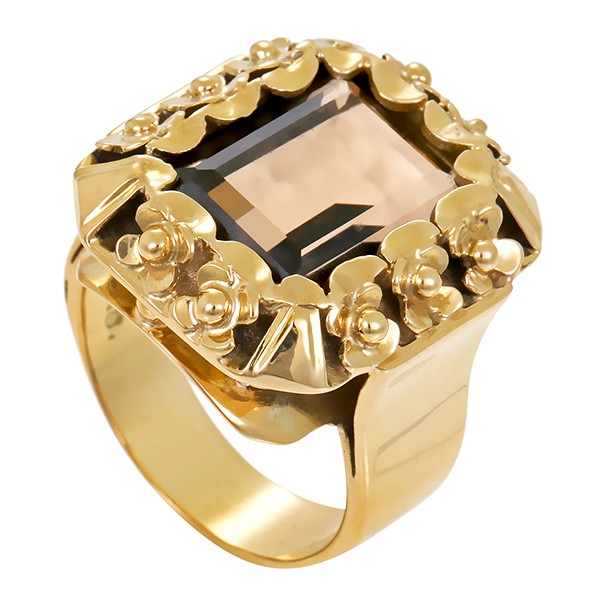 Ring, 14K, Gelbgold, Rauchquarz Detailbild #1