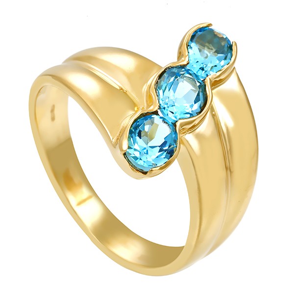 Ring, 18k, Gelbgold, Topas blau Detailbild #1