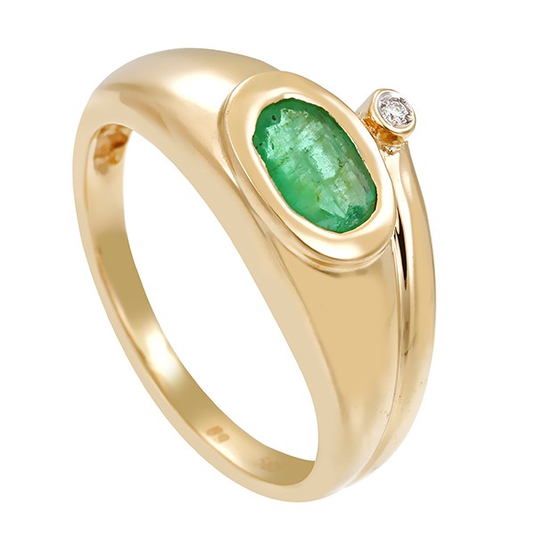 Ring, 14K, Gelbgold, Brillant, Smaragd Detailbild #1