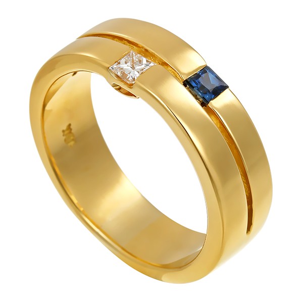 Ring, 18K, Gelbgold, Saphir, Diamant Detailbild #1