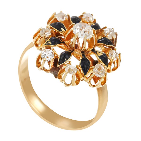 Ring, 14K, Gelbgold, Diamanten, Antikstil Detailbild #1