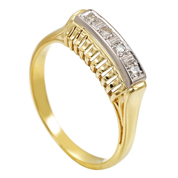 Damenring, 14K, Gelbgold, Weißgold, Diamanten Detailbild #1