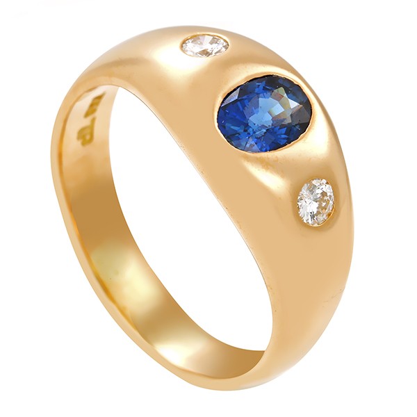 Ring, 18K, Gelbgold, Brillant, Saphir Detailbild #1
