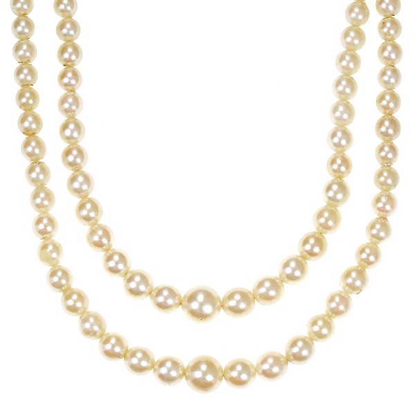 Perlenkette, 2-reihig, 14K, Weißgold Detailbild #1