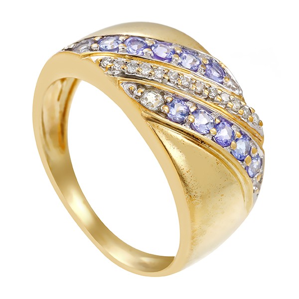 Ring, 9K, Gelbgold, Tansanit, Diamant Detailbild #1