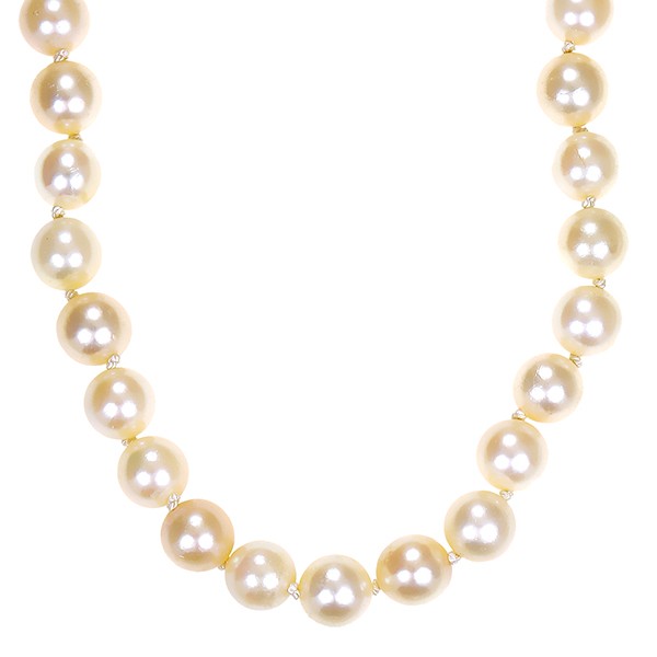 Perlenkette, 18K, Weißgold, synthetischer Rubin Detailbild #1