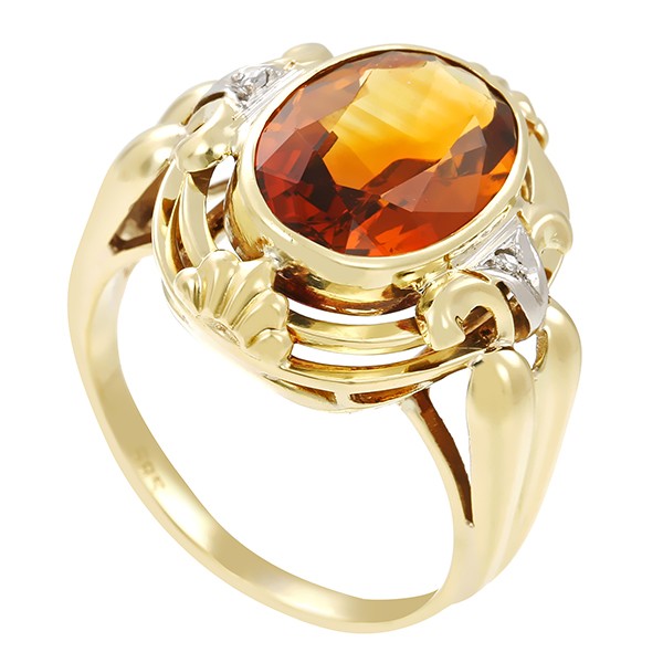 Ring, 14K, Gelbgold, Citrin, Bergkristall Detailbild #1