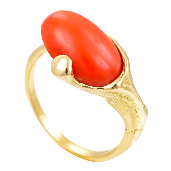 Ring, 18K, Gelbgold, Koralle Detailbild #1