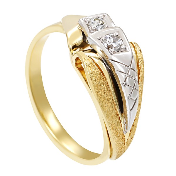 Ring, 14K, Gelb-/Weißgold, Handarbeit, Brillanten Detailbild #1