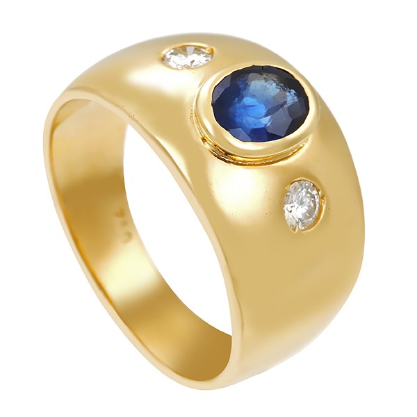Ring, 18K, Gelbgold, Saphir, Brillanten Detailbild #1