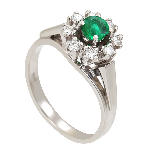 Ring, 18K, Weißgold, Smaragd, Brillanten Detailbild #1