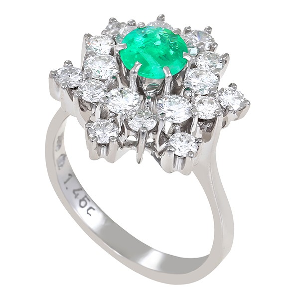 Ring, 18K, Weißgold, Smaragd, Brillant Detailbild #1