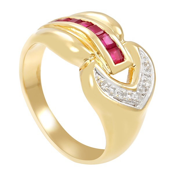 Ring, 14K, Gelb-/Weißgold, Rubin, Diamant Detailbild #1