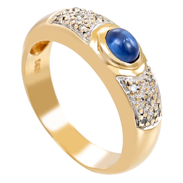 Ring, 14K, Gelbgold, Diamanten, Saphir Detailbild #1