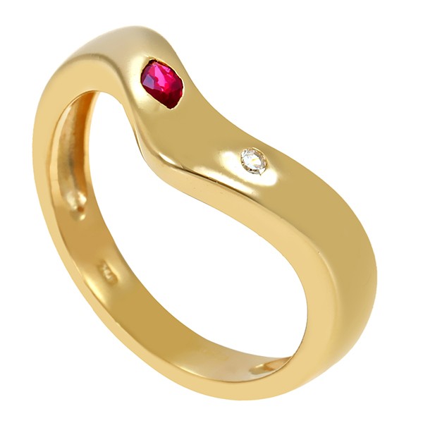 Ring, 18K, Gelbgold, Rubin, Diamant, 0,02 ct Detailbild #1