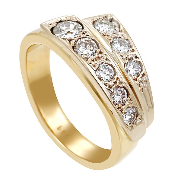 Ring, 14K, Gelbgold, Weißgold, Diamant, Brillanten Detailbild #1