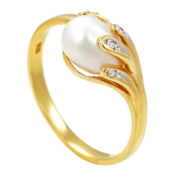 Ring, 14k, Gelb-/Weißgold, Perle Detailbild #1